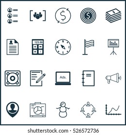Set Of 20 Universal Editable Icons. Can Be Used For Web, Mobile And App Design. Includes Elements Such As Presentation, Questionnaire, Dollar Salary And More.