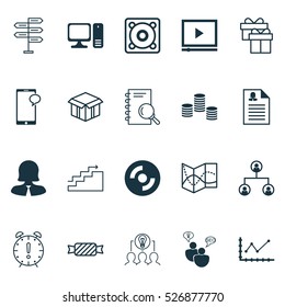 Set Of 20 Universal Editable Icons. Can Be Used For Web, Mobile And App Design. Includes Elements Such As Growth, Blank Cd, Collaborative Solution And More.