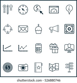Set Of 20 Universal Editable Icons. Can Be Used For Web, Mobile And App Design. Includes Elements Such As Line Graph, Warranty, Info Pointer And More.