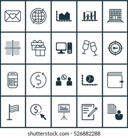Set Of 20 Universal Editable Icons. Can Be Used For Web, Mobile And App Design. Includes Elements Such As PPC, Money Trasnfer, Report And More.