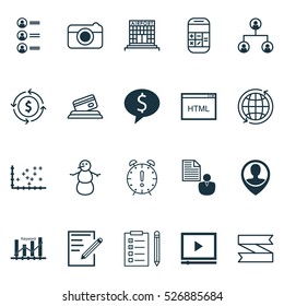 Set Of 20 Universal Editable Icons. Can Be Used For Web, Mobile And App Design. Includes Elements Such As World, Report, Calculation And More.