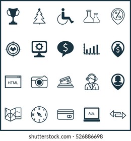 Set Of 20 Universal Editable Icons. Can Be Used For Web, Mobile And App Design. Includes Elements Such As Dynamics, Chemical, Tournament And More.