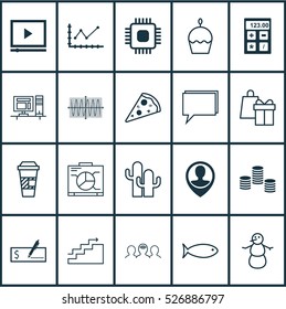 Set Of 20 Universal Editable Icons. Can Be Used For Web, Mobile And App Design. Includes Elements Such As Cacti, Conference, Birthday Cake And More.