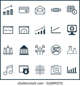 Set Of 20 Universal Editable Icons. Can Be Used For Web, Mobile And App Design. Includes Elements Such As Board, Education Center, Successful Investment And More.
