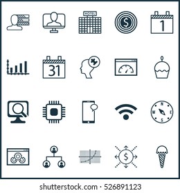 Set Of 20 Universal Editable Icons. Can Be Used For Web, Mobile And App Design. Includes Elements Such As Locate, Business Goal, Chip And More.