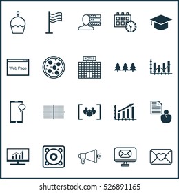Set Of 20 Universal Editable Icons. Can Be Used For Web, Mobile And App Design. Includes Elements Such As Email, Messaging, Questionnaire And More.