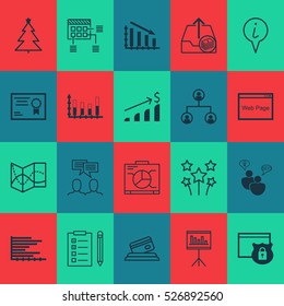 Set Of 20 Universal Editable Icons. Can Be Used For Web, Mobile And App Design. Includes Elements Such As SEO Brainstorm, Reminder, Road Map And More.