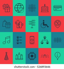 Set Of 20 Universal Editable Icons. Can Be Used For Web, Mobile And App Design. Includes Elements Such As Chip, Discount Location, Square Diagram And More.