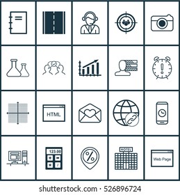 Set Of 20 Universal Editable Icons. Can Be Used For Web, Mobile And App Design. Includes Elements Such As Cooperation, Time Management, Chemical And More.