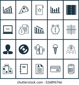 Set Of 20 Universal Editable Icons. Can Be Used For Web, Mobile And App Design. Includes Elements Such As Curriculum Vitae, Cacti, Raise Diagram And More.