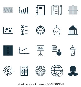 Set Of 20 Universal Editable Icons. Can Be Used For Web, Mobile And App Design. Includes Elements Such As Money Recycle, Presentation, Drink Cup And More.