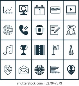 Set Of 20 Universal Editable Icons. Can Be Used For Web, Mobile And App Design. Includes Elements Such As Discount Location, Cellular Data, Business Goal And More.