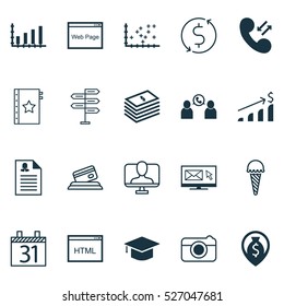 Set Of 20 Universal Editable Icons. Can Be Used For Web, Mobile And App Design. Includes Elements Such As Successful Investment, Date, Cellular Data And More.
