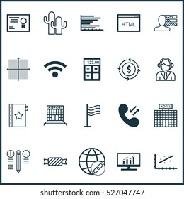 Set Of 20 Universal Editable Icons. Can Be Used For Web, Mobile And App Design. Includes Elements Such As Bars Chart, Decision Making, Market Research And More.