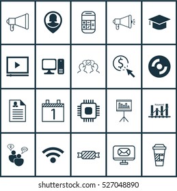 Set Of 20 Universal Editable Icons. Can Be Used For Web, Mobile And App Design. Includes Elements Such As Media Campaign, Sweet, Announcement And More.