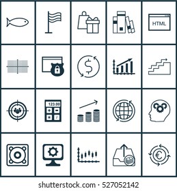 Set Of 20 Universal Editable Icons. Can Be Used For Web, Mobile And App Design. Includes Elements Such As Currency Recycle, Coding, Profit Graph And More.