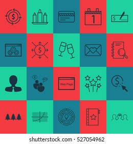 Set Of 20 Universal Editable Icons. Can Be Used For Web, Mobile And App Design. Includes Elements Such As Line Grid, PPC, Bank Payment And More.
