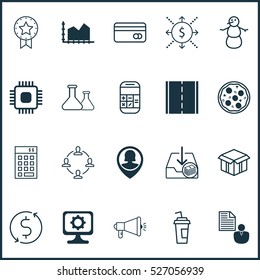 Set Of 20 Universal Editable Icons. Can Be Used For Web, Mobile And App Design. Includes Elements Such As Open Cardboard, Chemical, PC And More.