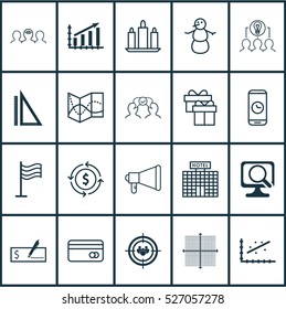 Set Of 20 Universal Editable Icons. Can Be Used For Web, Mobile And App Design. Includes Elements Such As Collaborative Solution, Analytics, Graphical Grid And More.