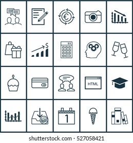 Set Of 20 Universal Editable Icons. Can Be Used For Web, Mobile And App Design. Includes Elements Such As Discussion, Paper, Investment And More.
