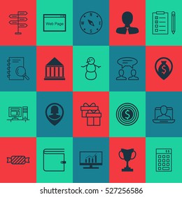 Set Of 20 Universal Editable Icons. Can Be Used For Web, Mobile And App Design. Includes Elements Such As Pin Employee, Opportunity, Winter And More.