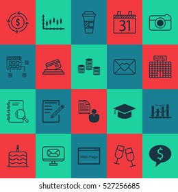 Set Of 20 Universal Editable Icons. Can Be Used For Web, Mobile And App Design. Includes Elements Such As Street, Keyword Optimisation, Paper And More.