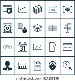 Set Of 20 Universal Editable Icons. Can Be Used For Web, Mobile And App Design. Includes Elements Such As Curriculum Vitae, Messaging, Coding And More.
