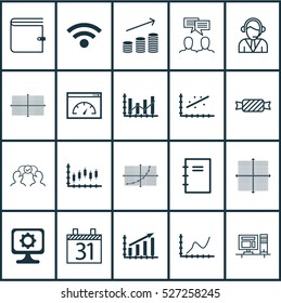 Set Of 20 Universal Editable Icons. Can Be Used For Web, Mobile And App Design. Includes Elements Such As Spiral Notebook, Operator, Wallet And More.