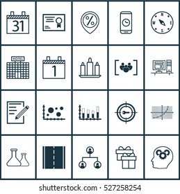 Set Of 20 Universal Editable Icons. Can Be Used For Web, Mobile And App Design. Includes Elements Such As Locate, Line Grid, Agenda And More.