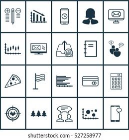 Set Of 20 Universal Editable Icons. Can Be Used For Web, Mobile And App Design. Includes Elements Such As Comparison, Fail Graph, Sliced Pizza And More.
