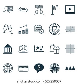 Set Of 20 Universal Editable Icons. Can Be Used For Web, Mobile And App Design. Includes Elements Such As Line Grid, Coins Growth, Business Goal And More.
