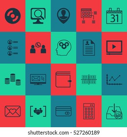Set Of 20 Universal Editable Icons. Can Be Used For Web, Mobile And App Design. Includes Elements Such As Employee Location, Questionnaire, Date And More.