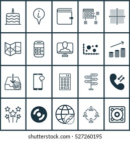 Set Of 20 Universal Editable Icons. Can Be Used For Web, Mobile And App Design. Includes Elements Such As Music, Celebration Cake, Info Pointer And More.