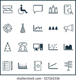 Set Of 20 Universal Editable Icons. Can Be Used For Web, Mobile And App Design. Includes Elements Such As Currency Recycle, Blank Ribbon, Birthday Hat And More.