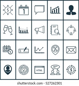Set Of 20 Universal Editable Icons. Can Be Used For Web, Mobile And App Design. Includes Elements Such As Manager, Coding, Segmented Bar Graph And More.