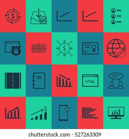 Set Of 20 Universal Editable Icons. Can Be Used For Web, Mobile And App Design. Includes Elements Such As Analytics, Certificate, Connectivity And More.