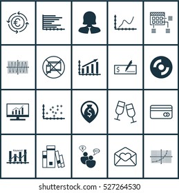 Set Of 20 Universal Editable Icons. Can Be Used For Web, Mobile And App Design. Includes Elements Such As Achievement Graph, Market Research, Bars Chart And More.