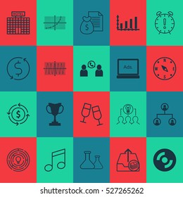 Set Of 20 Universal Editable Icons. Can Be Used For Web, Mobile And App Design. Includes Elements Such As Dynamics, Tournament, Chemical And More.