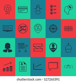 Set Of 20 Universal Editable Icons. Can Be Used For Web, Mobile And App Design. Includes Elements Such As Coaching, Forbidden Mobile, Employee Location And More.