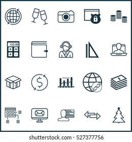 Set Of 20 Universal Editable Icons. Can Be Used For Web, Mobile And App Design. Includes Elements Such As Money Trasnfer, Operator, Champagne Glasses And More.
