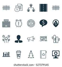 Set Of 20 Universal Editable Icons. Can Be Used For Web, Mobile And App Design. Includes Elements Such As PC, Tree Structure, Cacti And More.