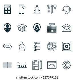 Set Of 20 Universal Editable Icons. Can Be Used For Web, Mobile And App Design. Includes Elements Such As Segmented Bar Graph, Innovation, Reminder And More.