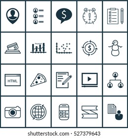 Set Of 20 Universal Editable Icons. Can Be Used For Web, Mobile And App Design. Includes Elements Such As Report, Money Recycle, Coding And More.