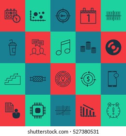 Set Of 20 Universal Editable Icons. Can Be Used For Web, Mobile And App Design. Includes Elements Such As Growth, Sweet, Money And More.