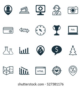 Set Of 20 Universal Editable Icons. Can Be Used For Web, Mobile And App Design. Includes Elements Such As Coding, Plastic Card, Road Map And More.