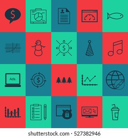 Set Of 20 Universal Editable Icons. Can Be Used For Web, Mobile And App Design. Includes Elements Such As Raise Diagram, Connectivity, Drink Cup And More.
