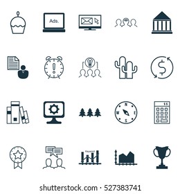 Set Of 20 Universal Editable Icons. Can Be Used For Web, Mobile And App Design. Includes Elements Such As Report, Tournament, Time Management And More.