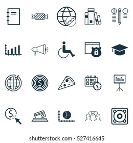 Set Of 20 Universal Editable Icons. Can Be Used For Web, Mobile And App Design. Includes Elements Such As Media Campaign, Accessibility, Library And More.
