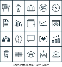 Set Of 20 Universal Editable Icons. Can Be Used For Web, Mobile And App Design. Includes Elements Such As Questionnaire, Social Profile, Coins Growth And More.