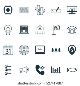 Set Of 20 Universal Editable Icons. Can Be Used For Web, Mobile And App Design. Includes Elements Such As Present Badge, Cosinus Diagram, Job Applicants And More.